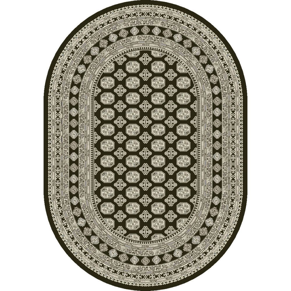 Dynamic Rugs 57102-3636 Ancient Garden 2.7 Ft. X 4.7 Ft. Oval Rug in Charcoal/Silver